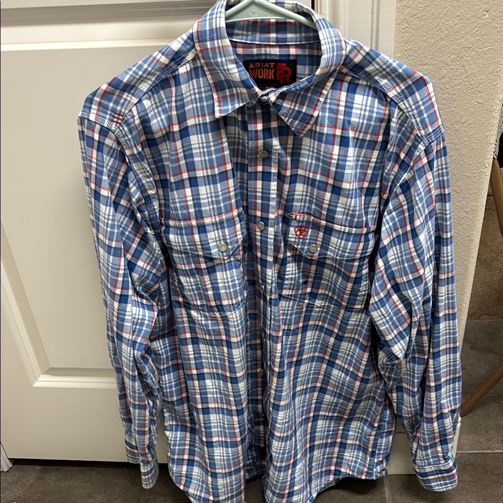 Ariat FR Blue and Red Snap